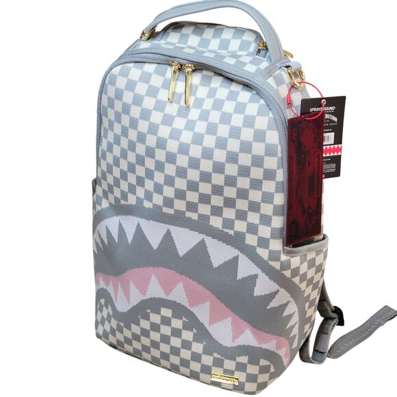 NWT SPRAYGROUND Knit SHARKS IN PARIS Cream DLX Backpack Soldout Limited Edition - Picture 16 of 16